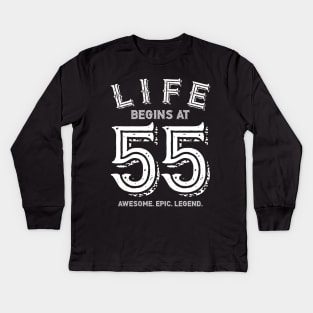 Life Begins at 55 Kids Long Sleeve T-Shirt